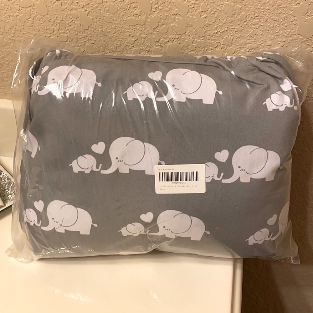 Gray elephant print shopping cart cover